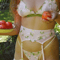 Nette Rose Blossom Triangle Bralette in PinkGreen