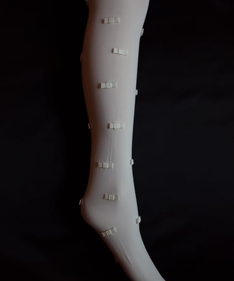Miss Crofton Ribbon Tights in White