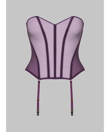 Maison Close L'Amoureuse Corset with Suspenders in Purple