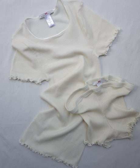 Boglietti Wool/Silk Rib Tap pants in Ivory