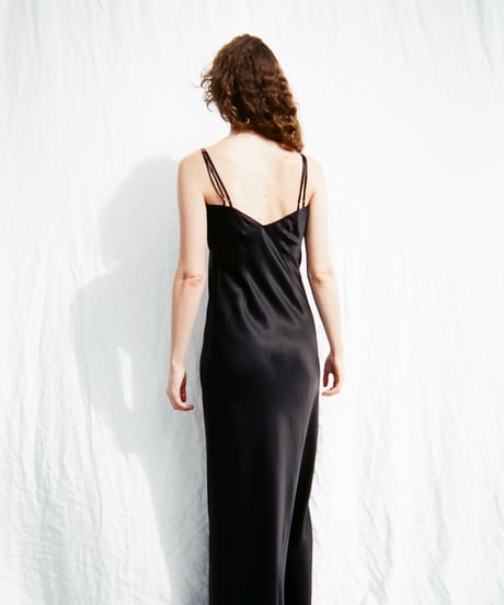 HAZE Silk Long Slip Dress in Black
