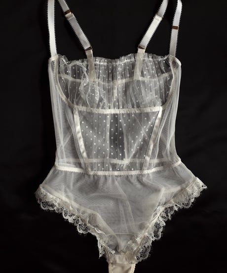 Cadolle White Dot Tulle Bodysuit