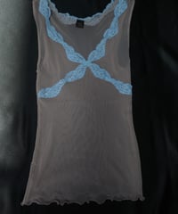 Only Hearts Tulle Lace Empire Tank in Chai/Blue
