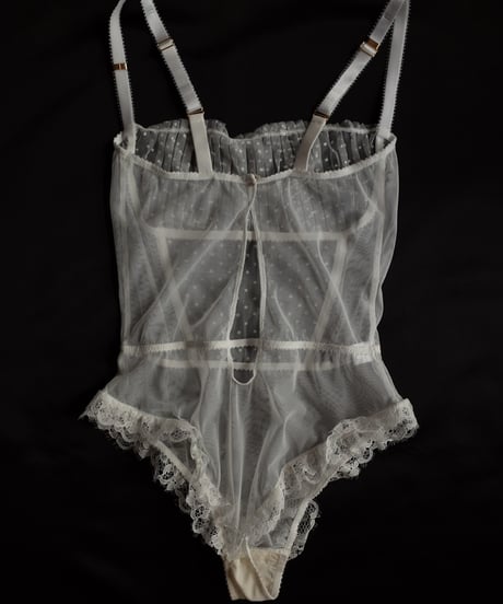 Cadolle White Dot Tulle Bodysuit