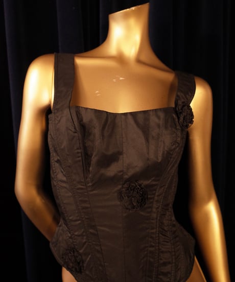 Cadolle Satin Corset Black Flower