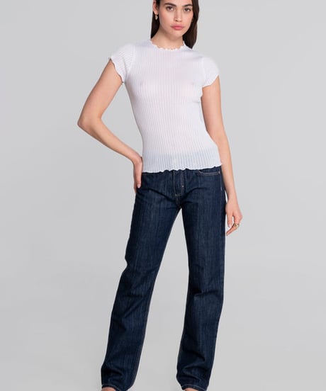 Oscalito Cotton Rib Short Sleeve in White