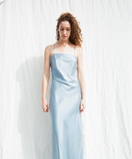 HAZE Silk Long Slip Dress in Blue Topaz