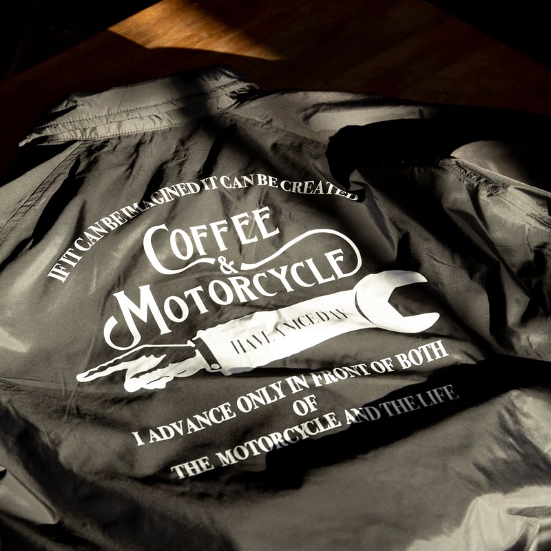 COFFEE & MOTORCYCLE コーチジャケット ブラック | 車坂下motocycle COFFEE & MOTORCYCLE コーチジャケット ブラック | 車坂下motocycle