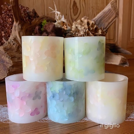 5色から選べる♡あじさいたっぷり♪ボタニカルキャンドルホルダー【円柱】