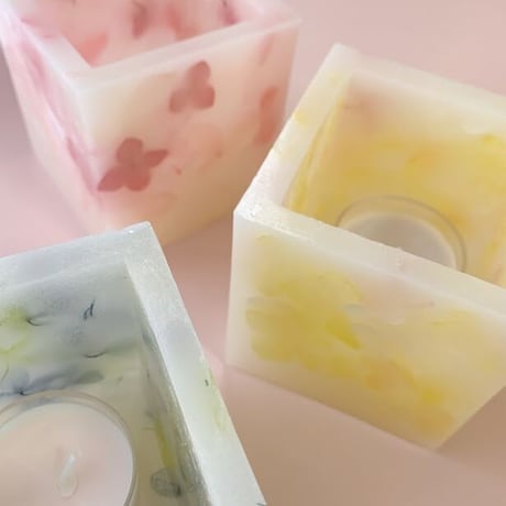 5色から選べる♡あじさいたっぷり♪ボタニカルキャンドルホルダー【円柱】