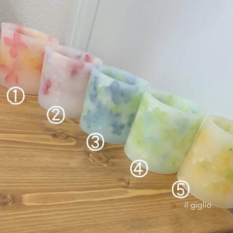 5色から選べる♡あじさいたっぷり♪ボタニカルキャンドルホルダー【円柱】