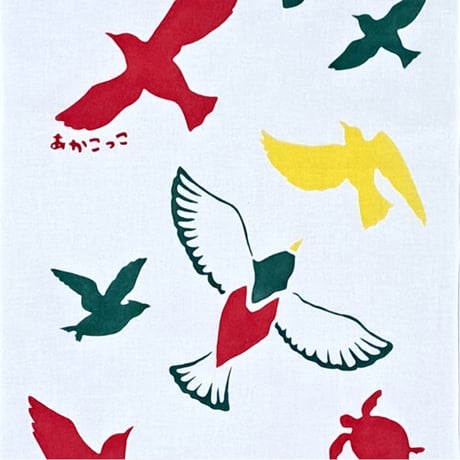 日本野鳥の会×夜長堂　tori-tomo手ぬぐい（あかこっこ）