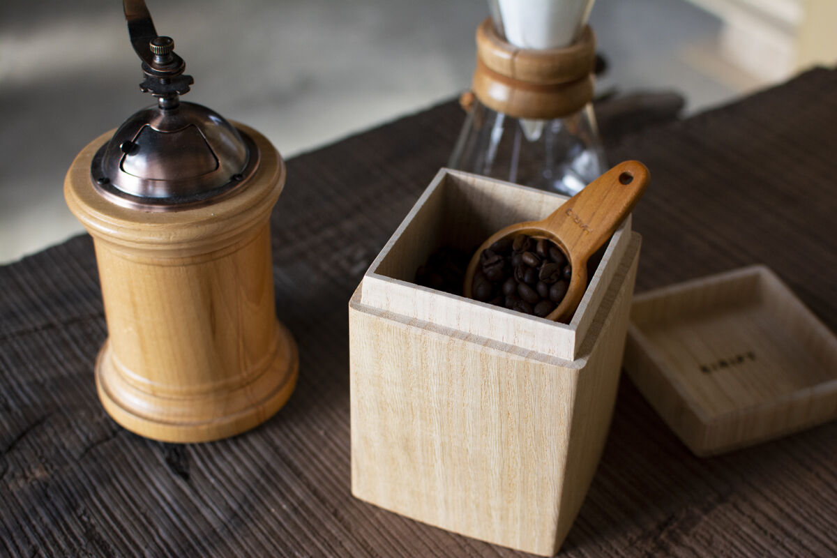 美術木箱うらた】COFFEE STOCKER 国産桐 コーヒーストッカー【200g