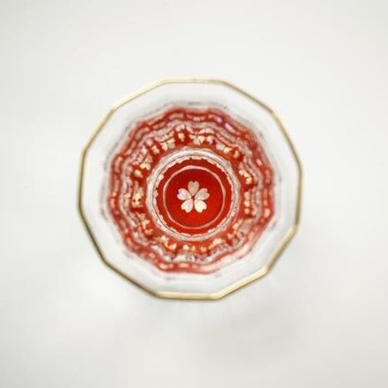 天野漆器】金杯（万華鏡）桜（貝入）朱／黒 | 高岡伝渡 -online shop-