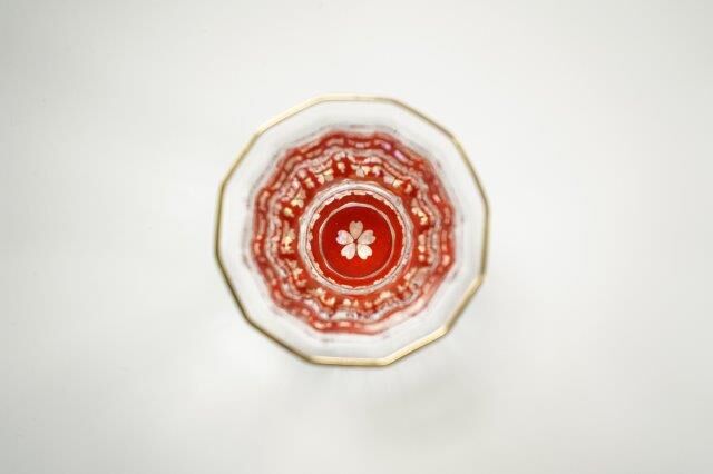 天野漆器】金杯（万華鏡）桜（貝入）朱／黒 | 高岡伝渡 -online