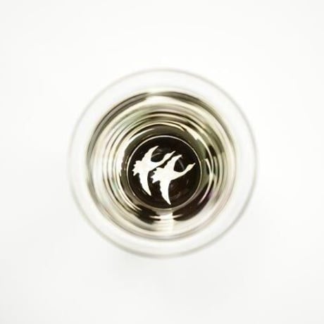 【天野漆器】杯（クリスタル）二羽鶴（貝入）黒