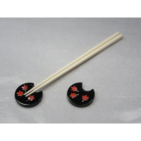 【柴田漆器】箸置　三日月型　２個組　紅葉