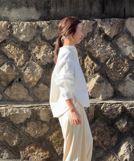 hidden placket band collar blouse