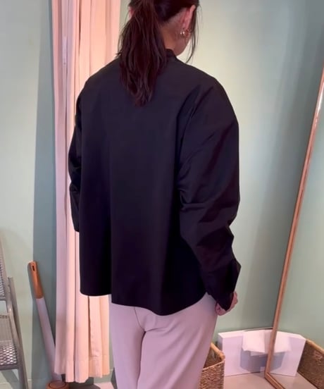 hidden placket band collar blouse