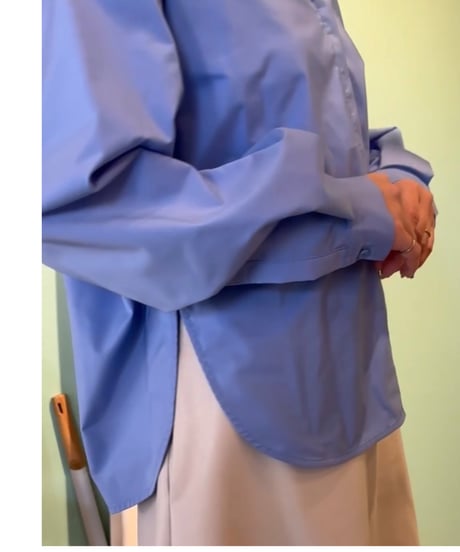 hidden placket band collar blouse