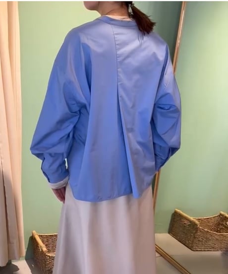hidden placket band collar blouse