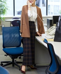 ドロストワイドパンツ（チェック）
