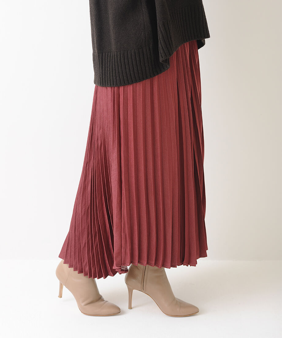 イレギュラーヘムプリーツスカート（ボルドー） | bo-te shop