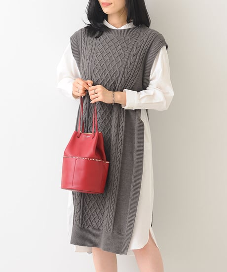 ロングベスト×ロングシャツセット（グレー）