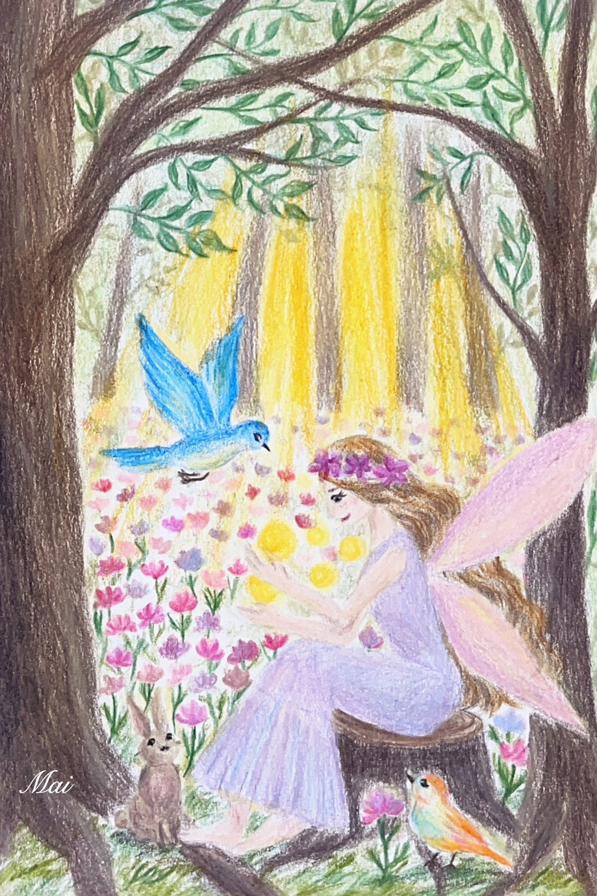 A4サイズ】オーダーメイド原画｜祈りのアート〈色鉛筆画・フレーム付き