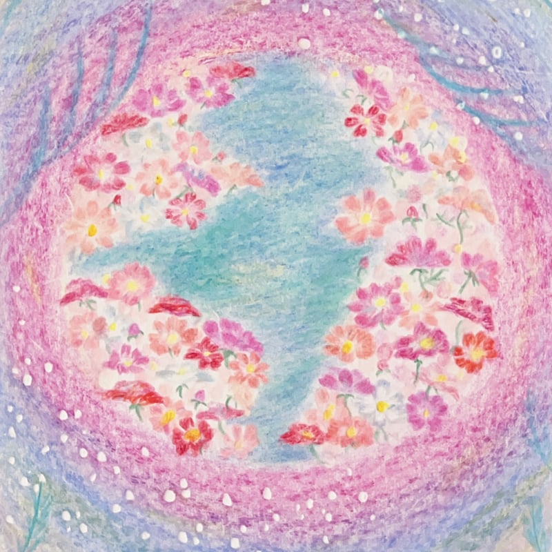 ハガキサイズ】オーダーメイド原画｜祈りのアート〈色鉛筆画・フレーム