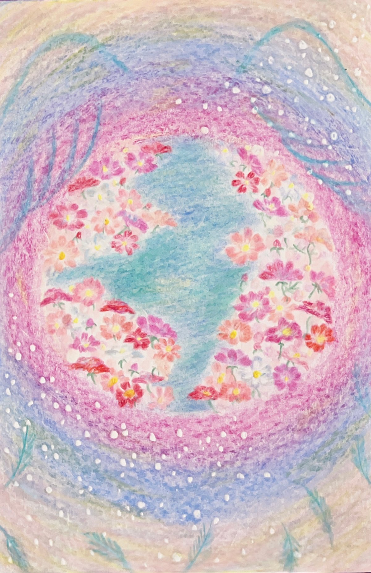 ハガキサイズ】オーダーメイド原画｜祈りのアート〈色鉛筆画・フレーム