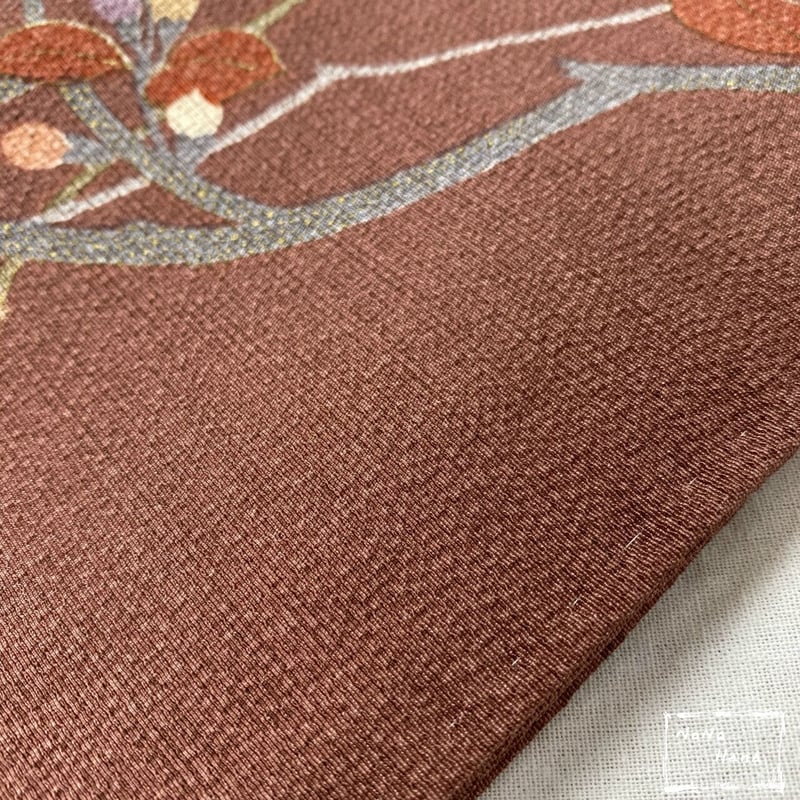 洗える着物】小紋 袷 小枝に花 丁子茶 | 野の花