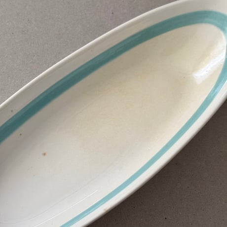 arabia light blue line oval plate