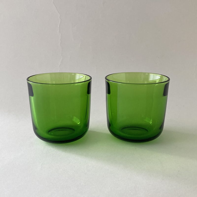 Nuutajarvi fasetti glass M green Kaj Franck |