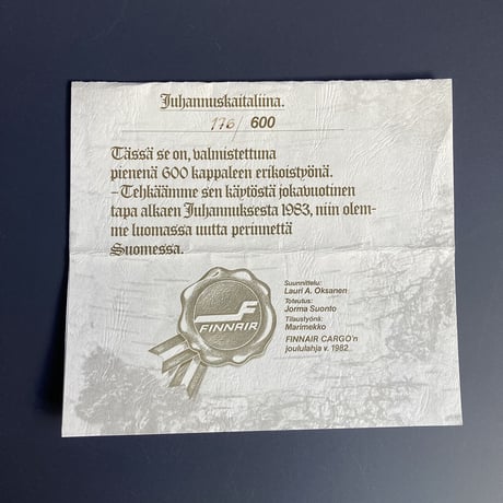 finnair cargo  marimekko TENUGUI