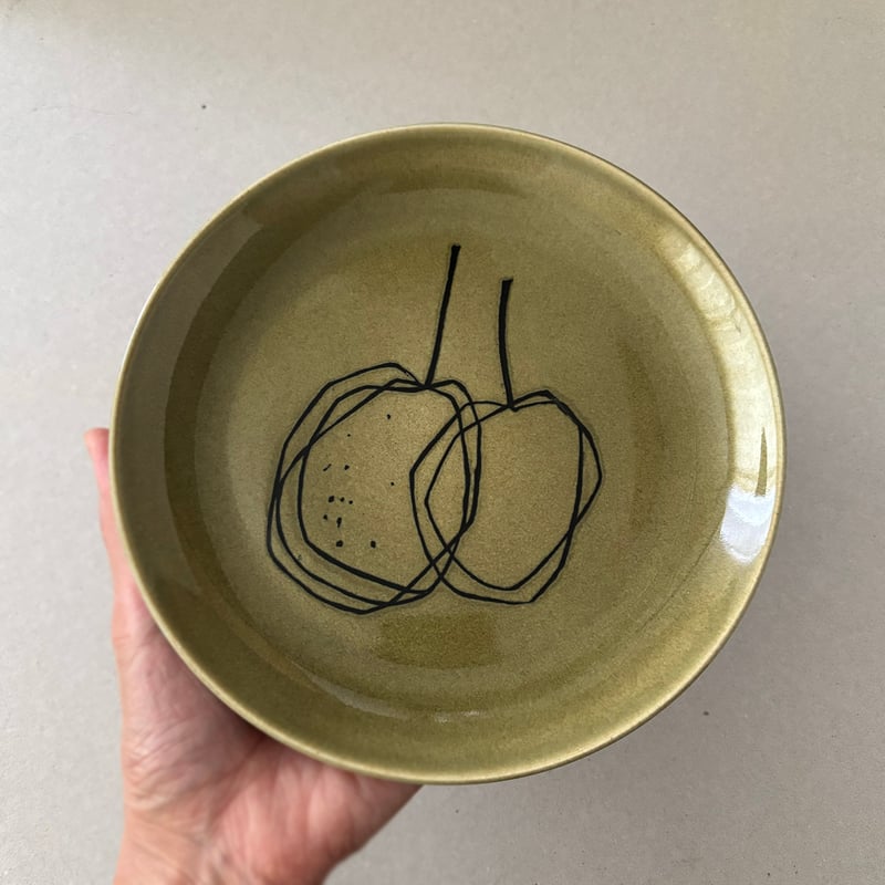 arabia fruits plate G.O.G. green 3 | retro number