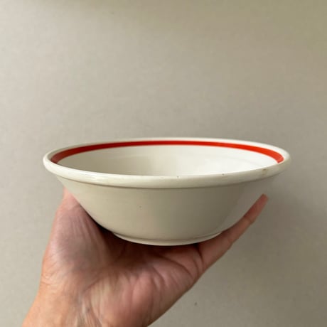 old arabia line bowl red