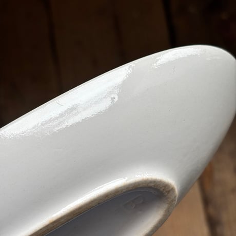 arabia light blue line oval plate