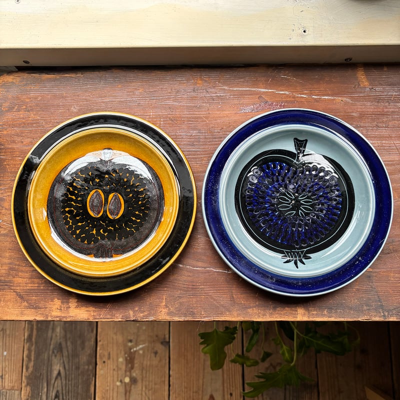 【美品】Arabia Blue FRUCTUS 33cm 大皿 arabia fructus plate G.O.G. blue | retro number