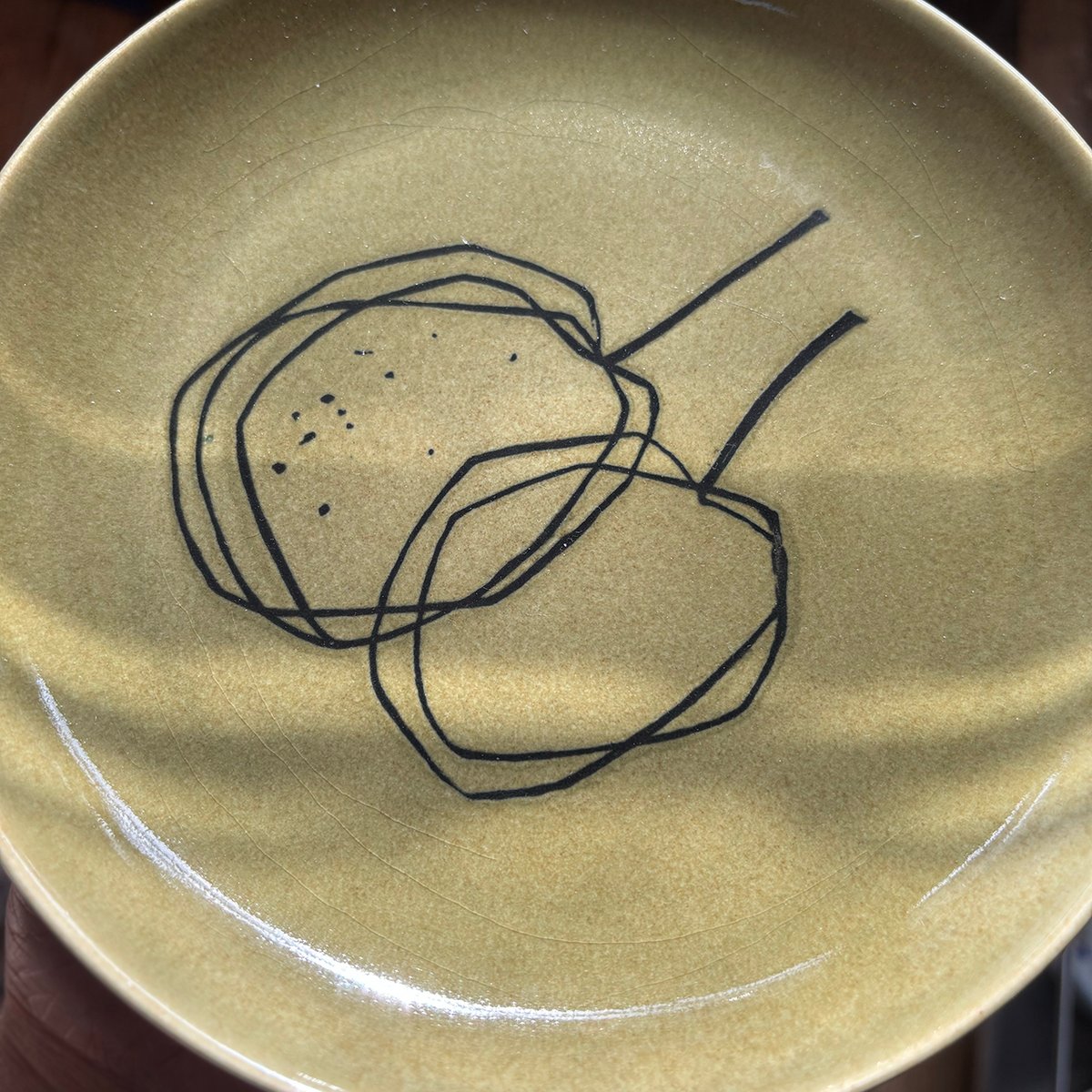 arabia fruits plate G.O.G. green 3 | retro number