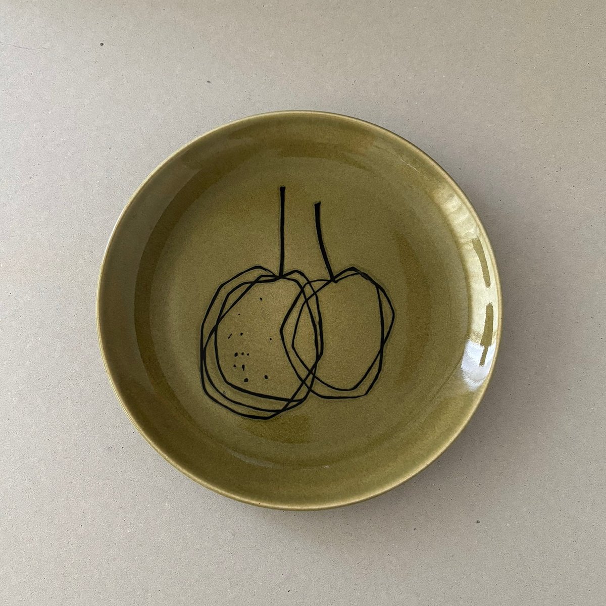 arabia fruits plate G.O.G. green 3 | retro number