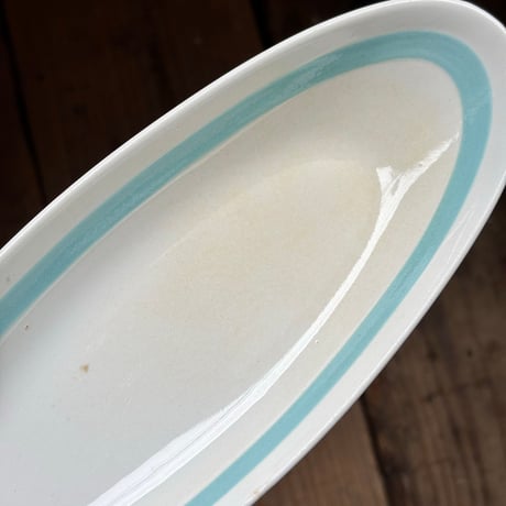 arabia light blue line oval plate