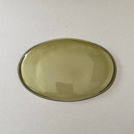 brown glass oval plate riihimaki?