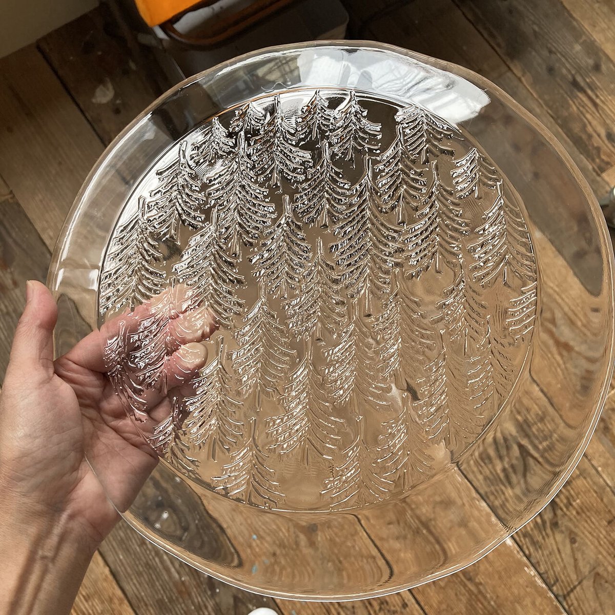 ヴィンテージ  Kuusi ガラスプレート　(30cm) iittala kuusi glass plate 30cm | retro number