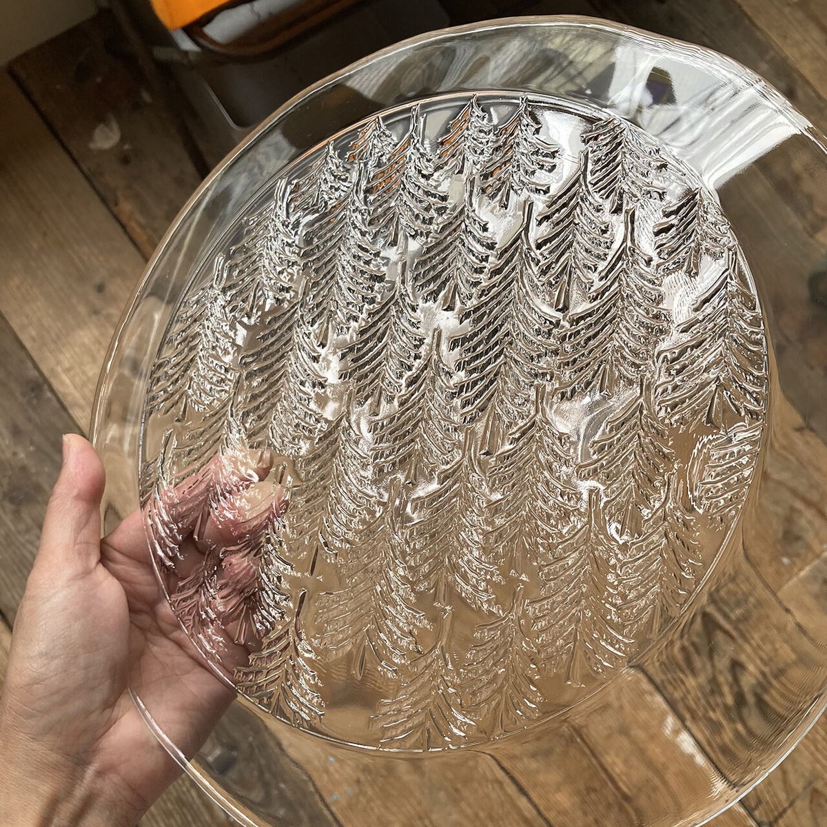 ヴィンテージ  Kuusi ガラスプレート　(30cm) iittala kuusi glass plate 30cm | retro number