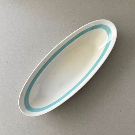 arabia light blue line oval plate