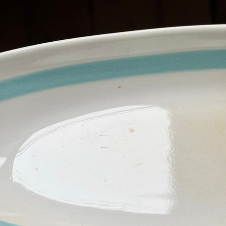 arabia light blue line oval plate