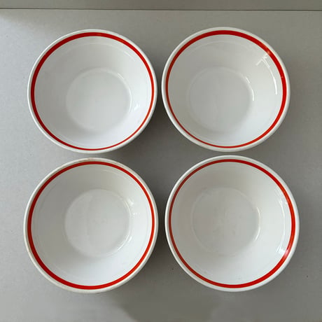 old arabia line bowl red
