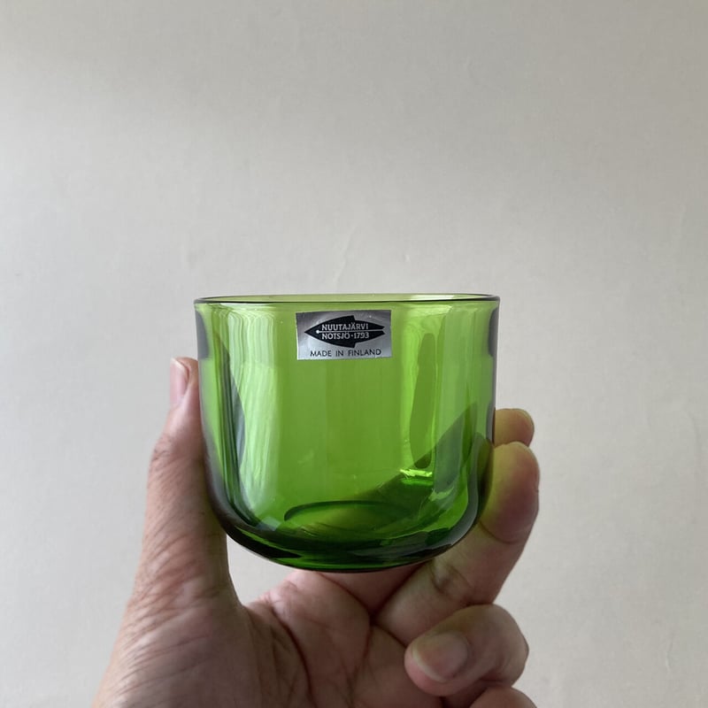 Nuutajarvi fasetti glass S green Kaj Franck |