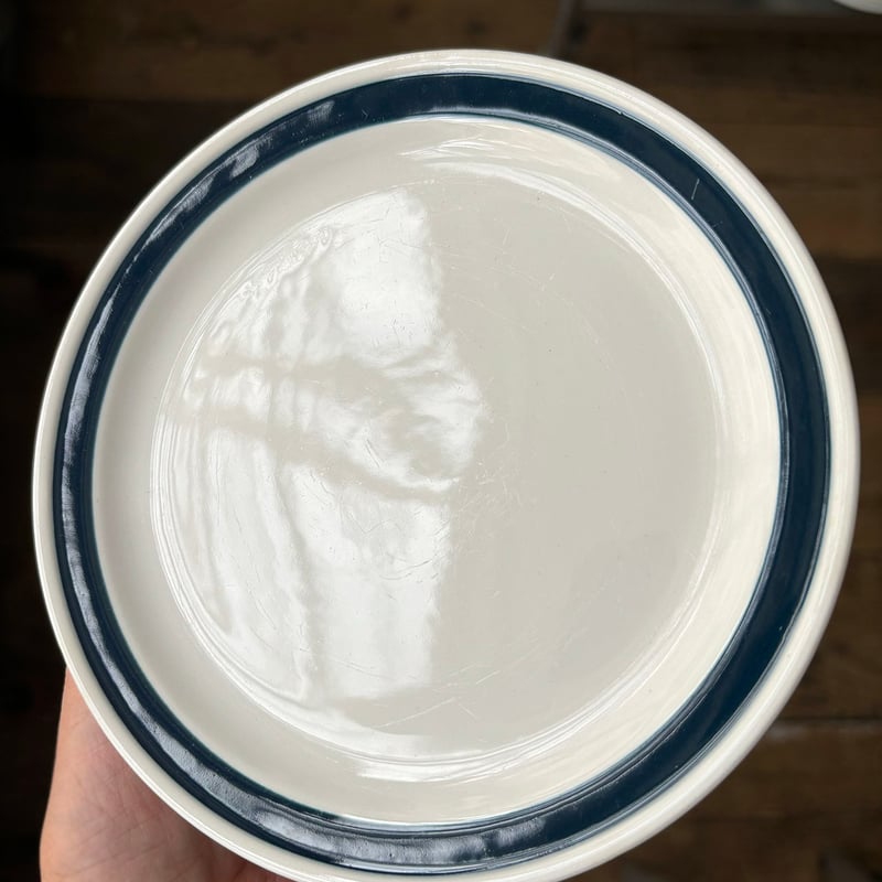 ARABIA ホワイトプレート 青いライン arabia blue line plate 15cm | retro number